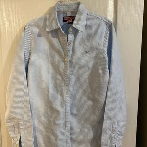 Vinyard vines blue and white striped button down